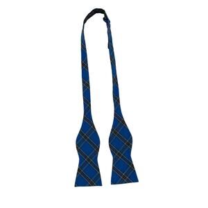 Cremieux Seersucker Cotton Blue Multi Plaid Print Mens Bow Tie